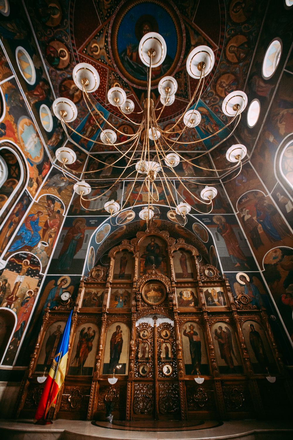 Low Angle Shot of a Dark Orthodox Church Interior with Icons · Free ...