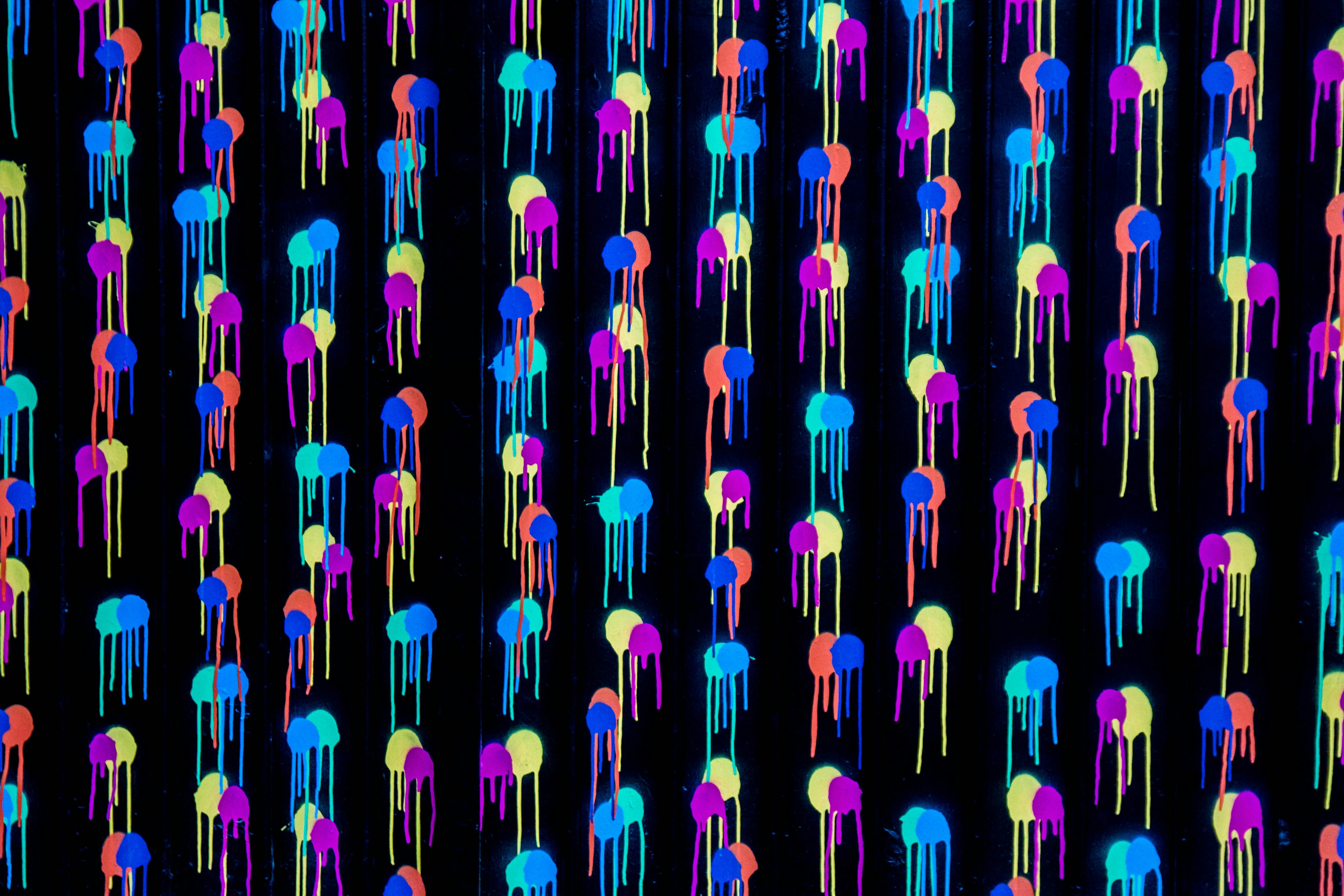 Free stock photo of black background, neon, paint drip