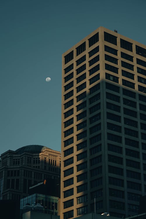 Moon Over High Rise Building