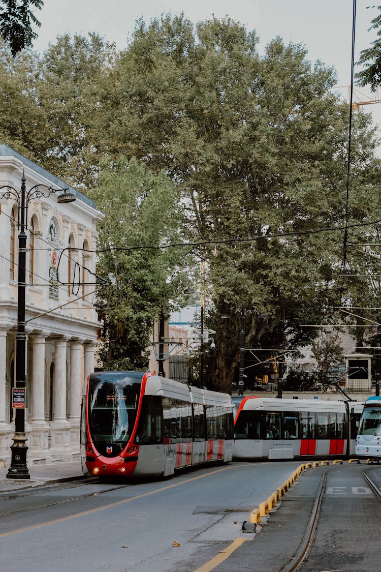 View Of A Modern Tram On A Tramway In Istanbul, Turkey 