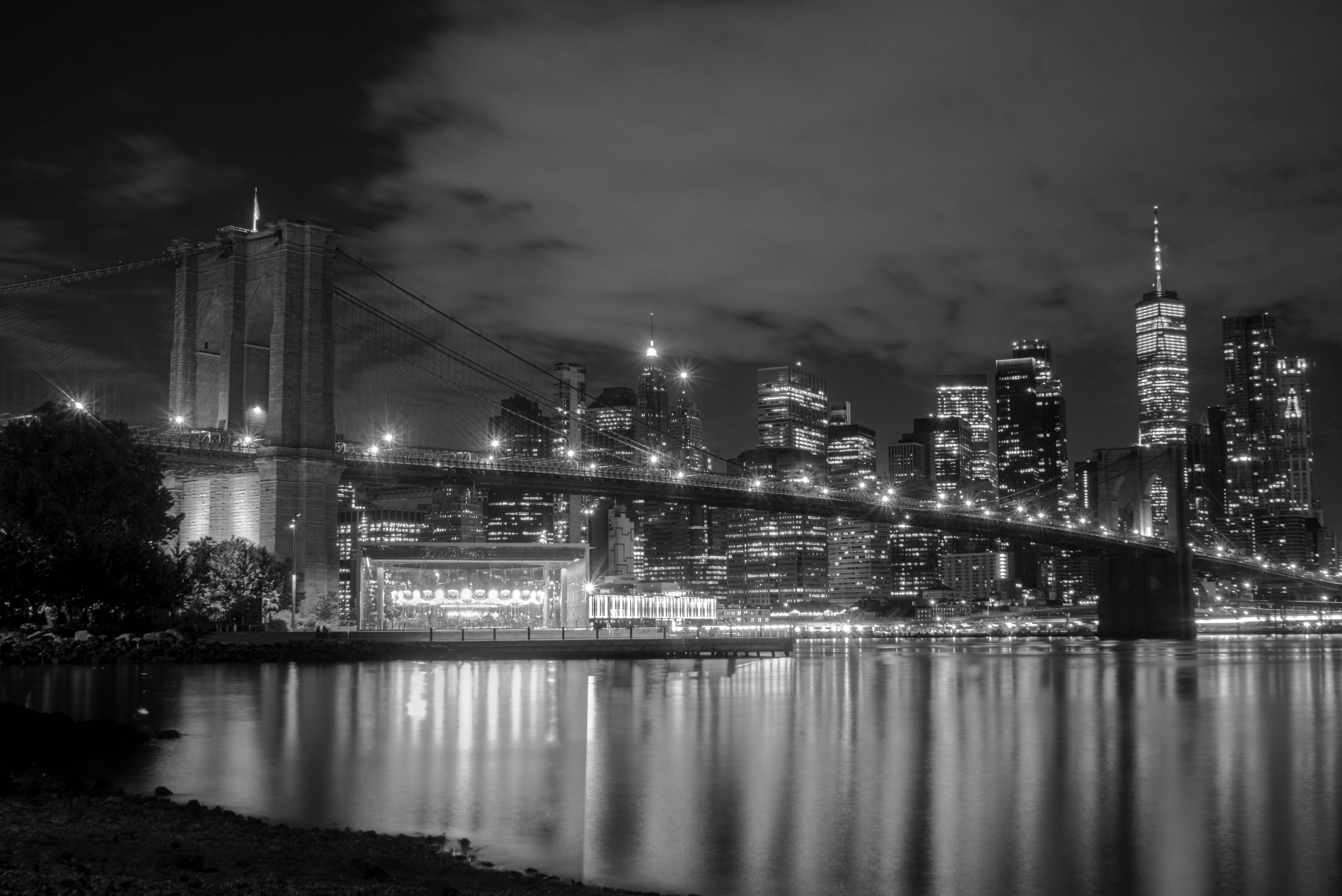 New York Skyline At Night Wallpaper Black And White