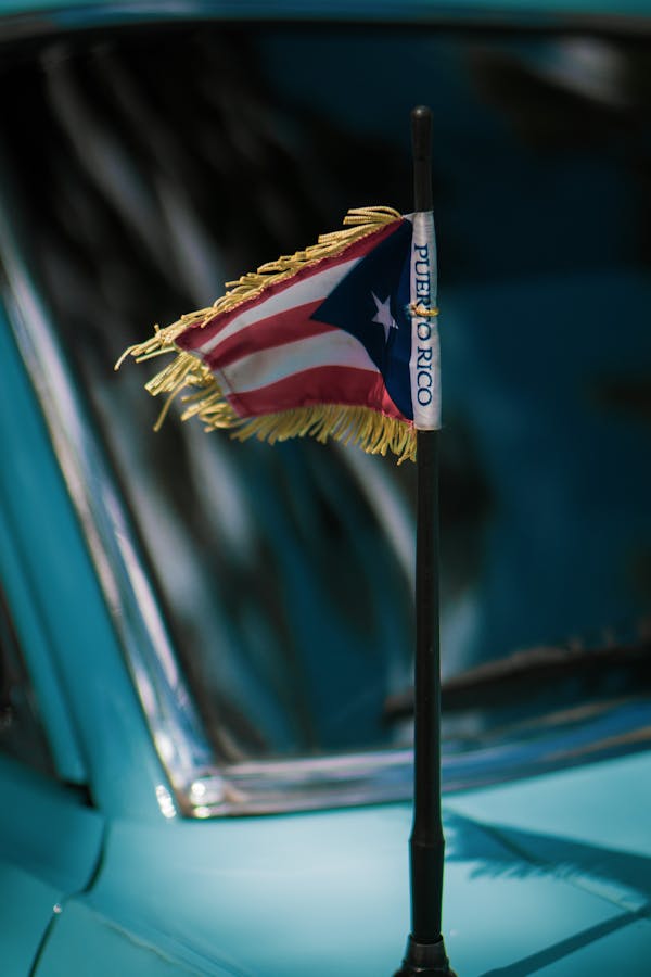 Flag of Puerto Rico on Car