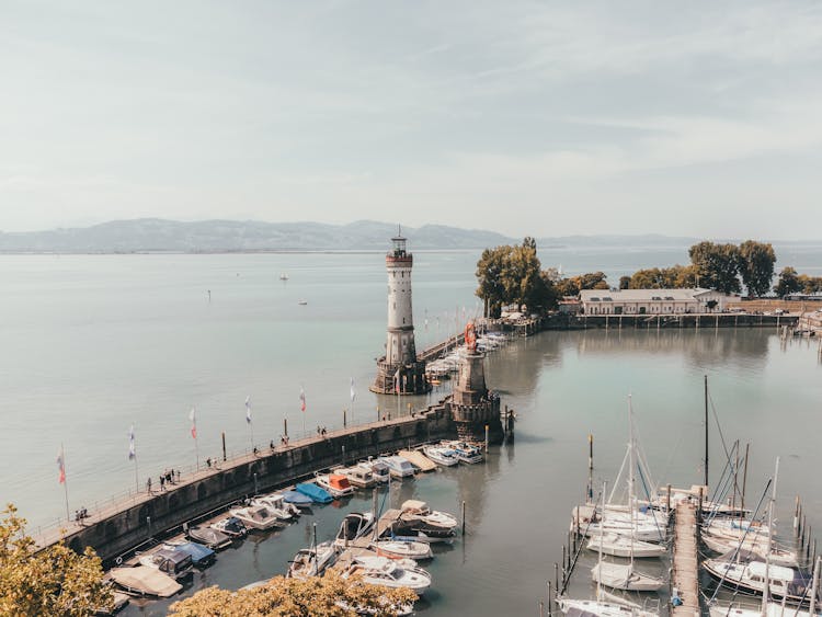 Birds Eye View Of The Lindau Lighthouse