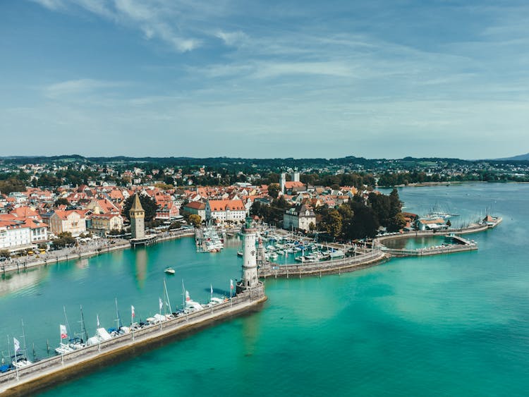 Drone Shot Of Lindau, Germany