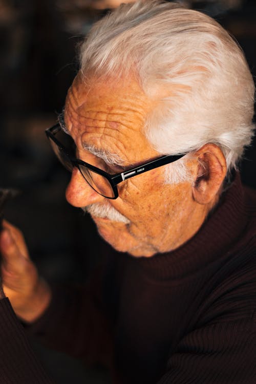 An Elderly Man With Eyeglasses 