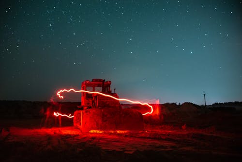 ağır ekipman, buldozer, gece içeren Ücretsiz stok fotoğraf