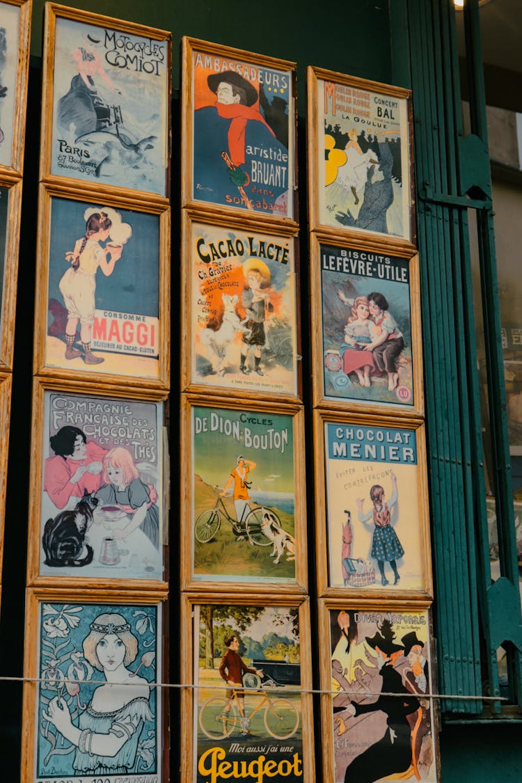 Vintage Posters On Wooden Frames