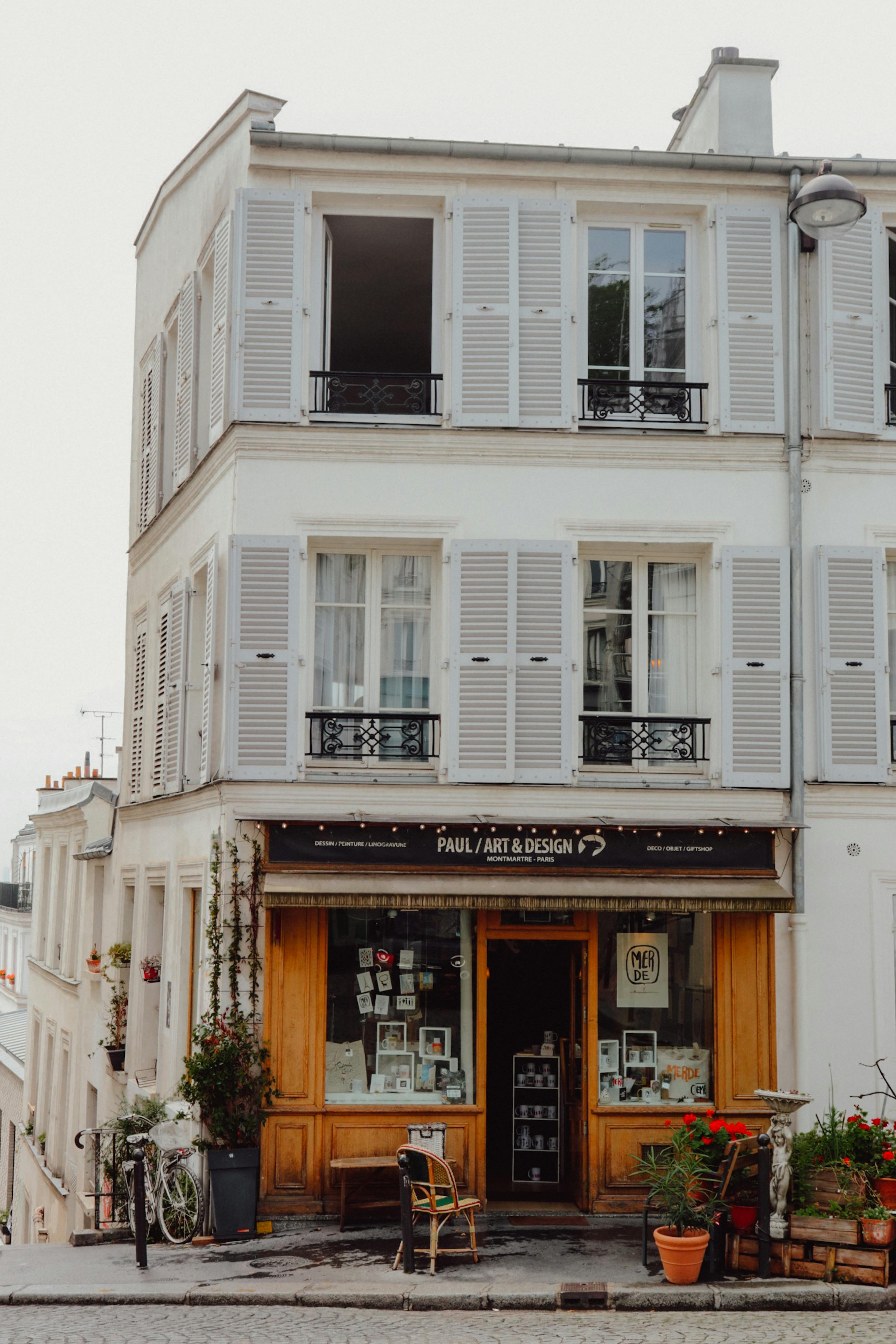 building with a cafe in montmartre paris france