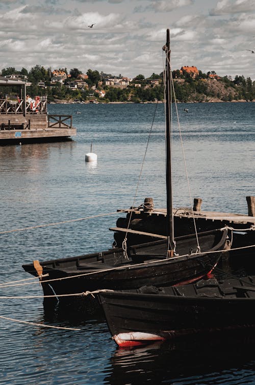 Wooden Boats Moored on the Shore