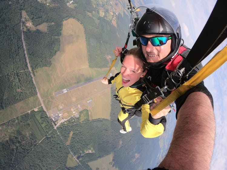 A Couple Doing Skydiving