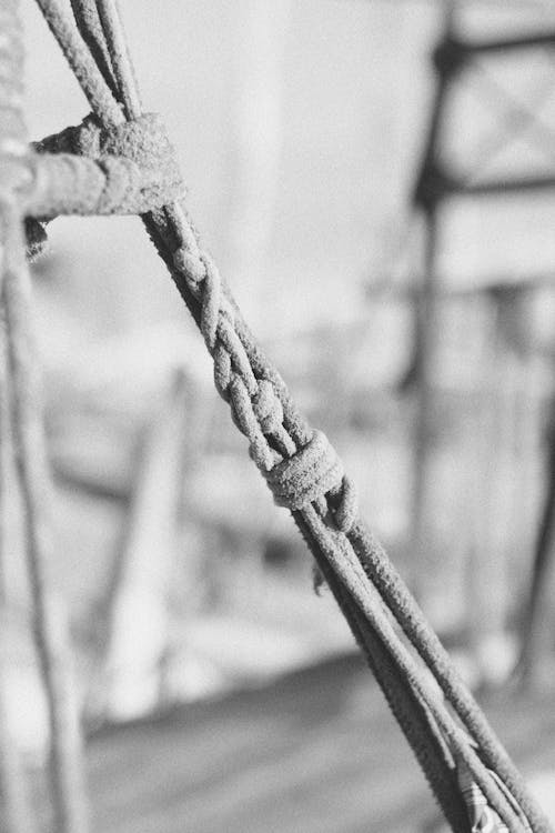 Grayscale Photography of a Rope