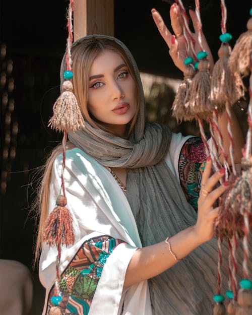 Beautiful Woman Wearing a Headscarf Posing 