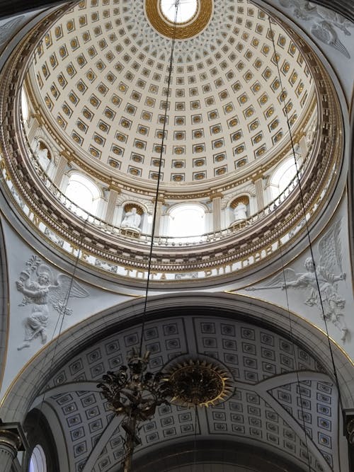 Free Low Angle Shot of the Dome of the Puebla Cathedral Stock Photo