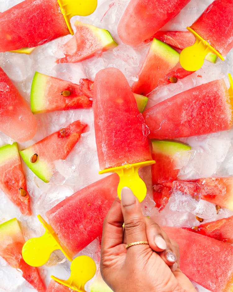 Person Holding Watermelon Ice Cream 