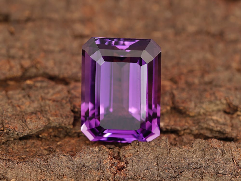 Close-up of a Purple Amethyst Gemstone Crystal 