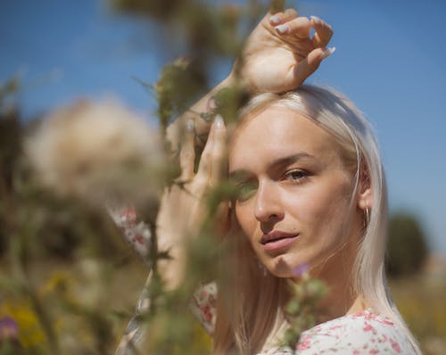 Close-up of Woman With White Hair 