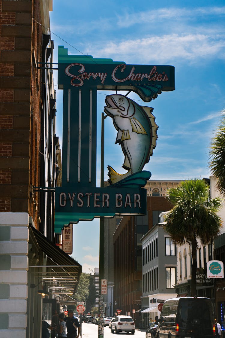 Sign Of The Cyster Bar With Figure Of A Fish