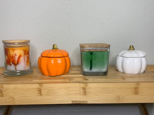 Free Orange Pumpkin Beside Clear Glass Jar Stock Photo