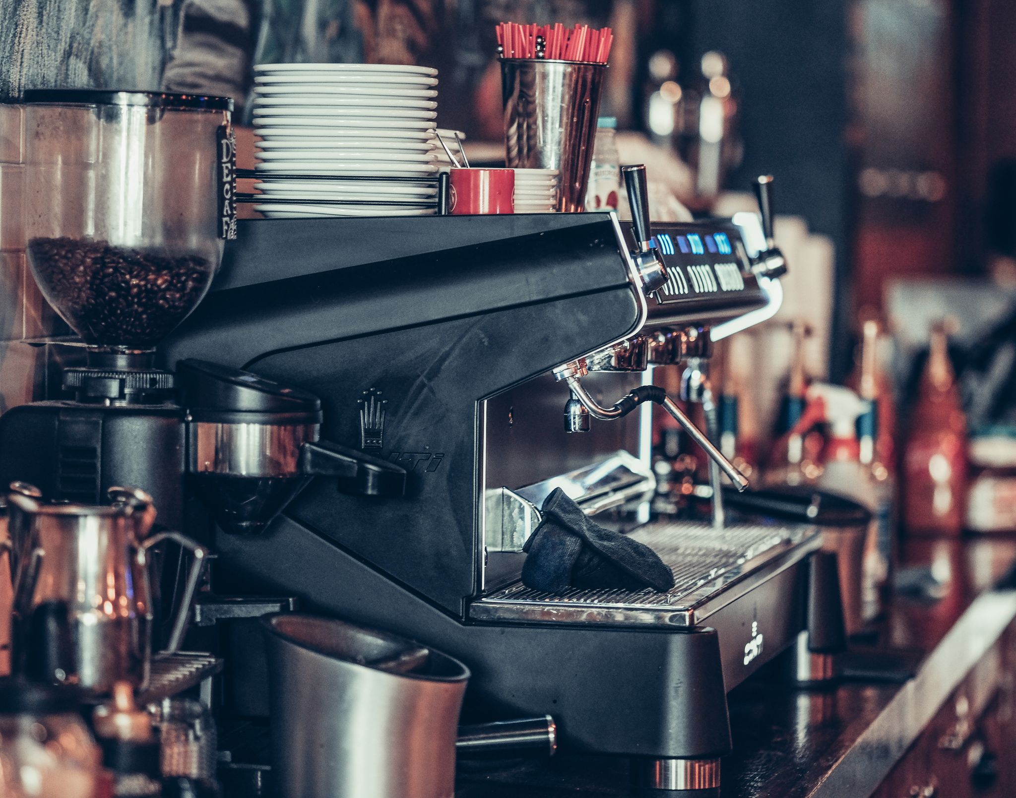 Coffee being served in a neighborhood cafe