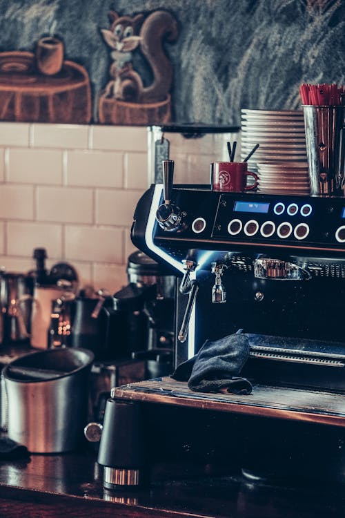 Free Coffee Machine in a Counter Stock Photo