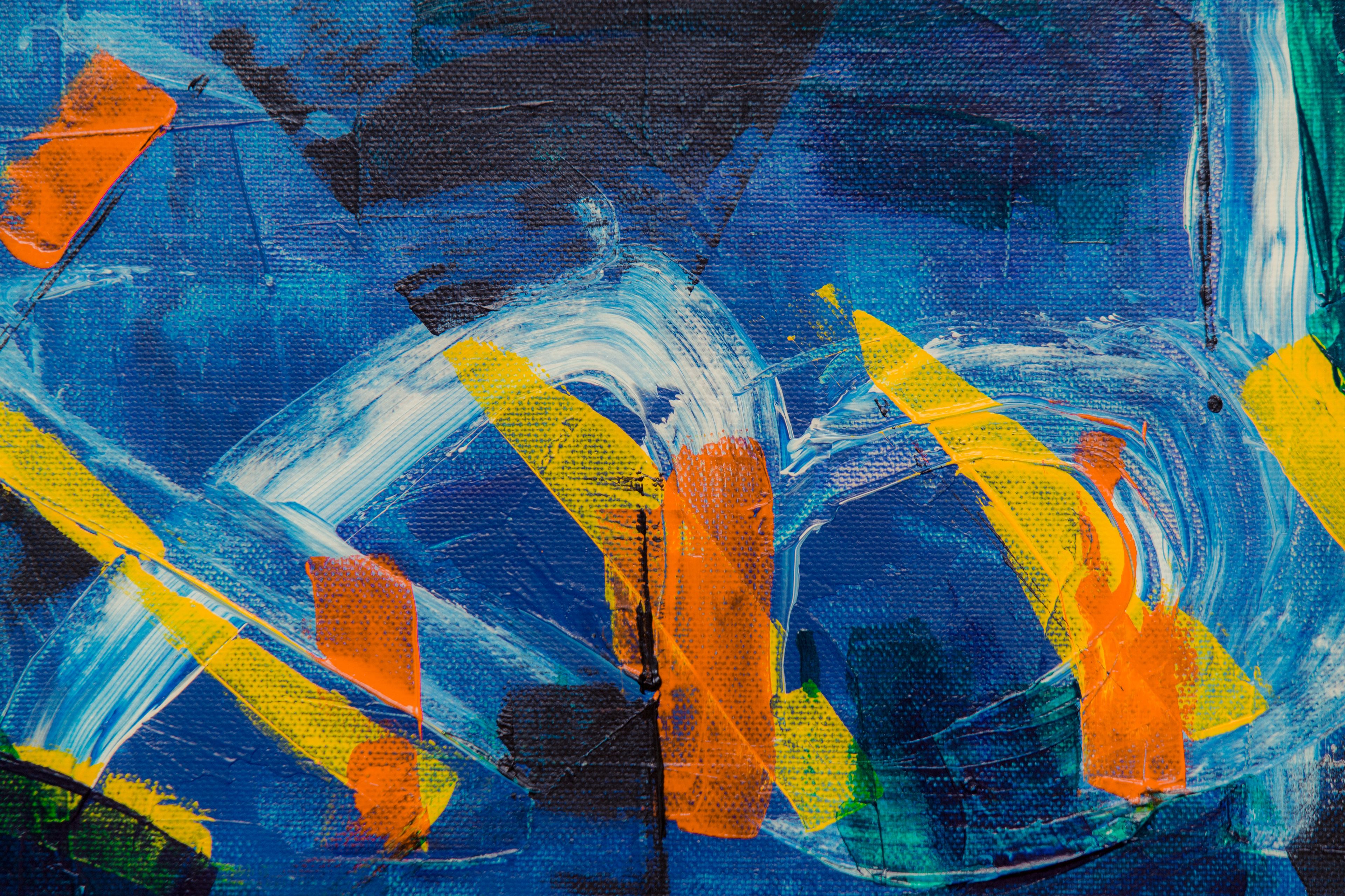 Vivid brushwork on a textured ground