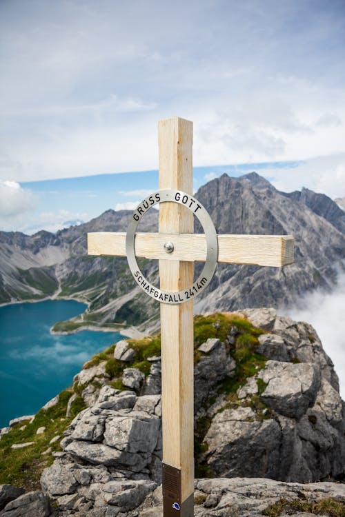 Wooden Cross in Rocky Mountains 