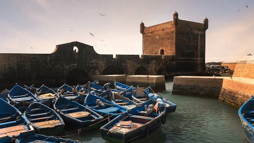 Fishing Boats Moored at the Port of Essaouira in Morocco