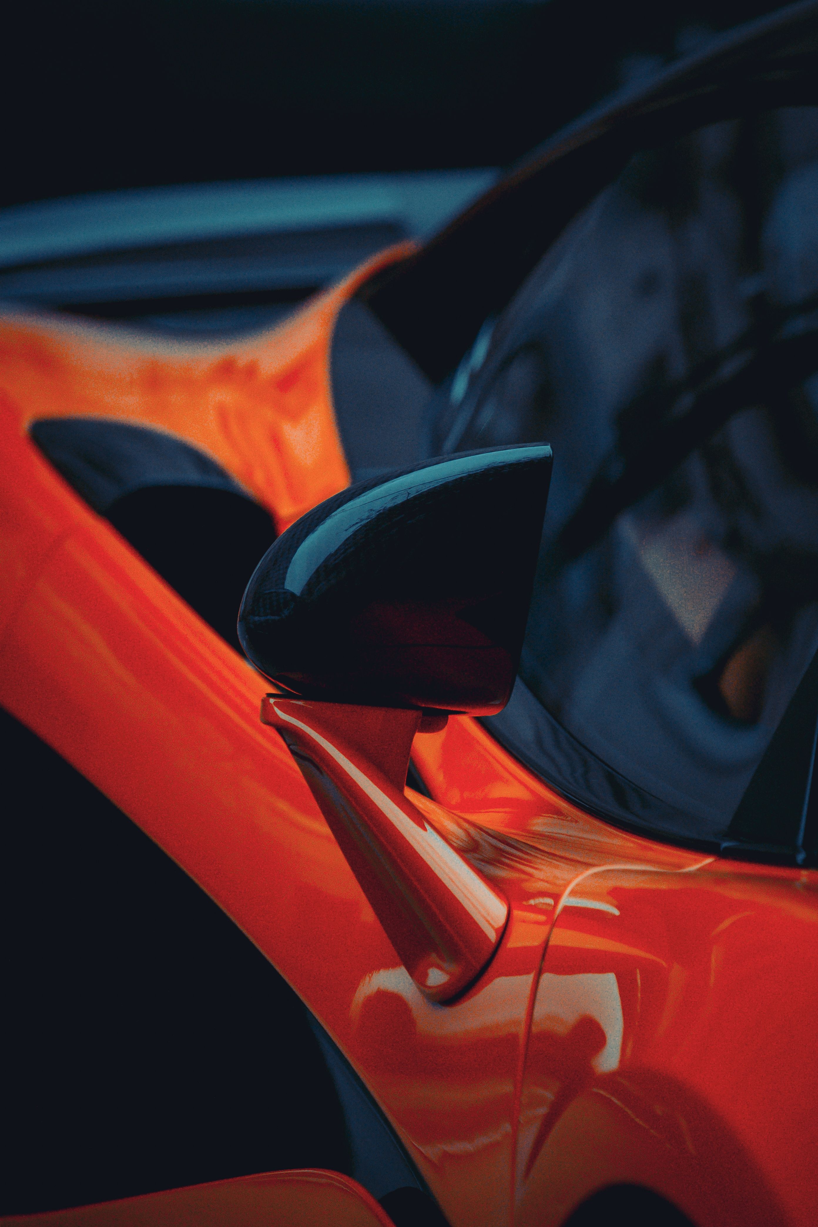 Orange and Black Side Mirror of the Car · Free Stock Photo