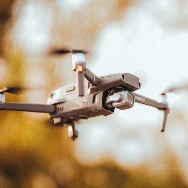 Close-up of a high-resolution drone camera