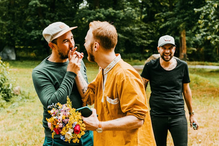 Happy Gay Couple Celebrating 