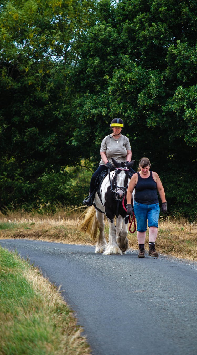 Women On Horse And Leading Horse