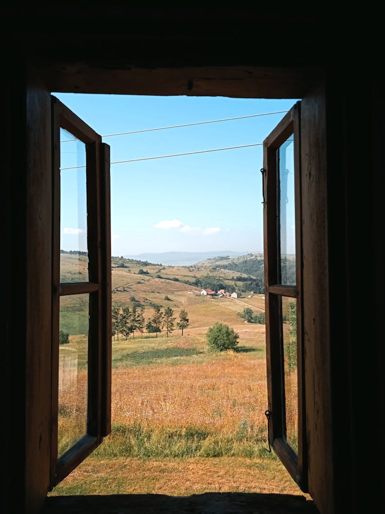 Scenic View Outside The Wooden Window