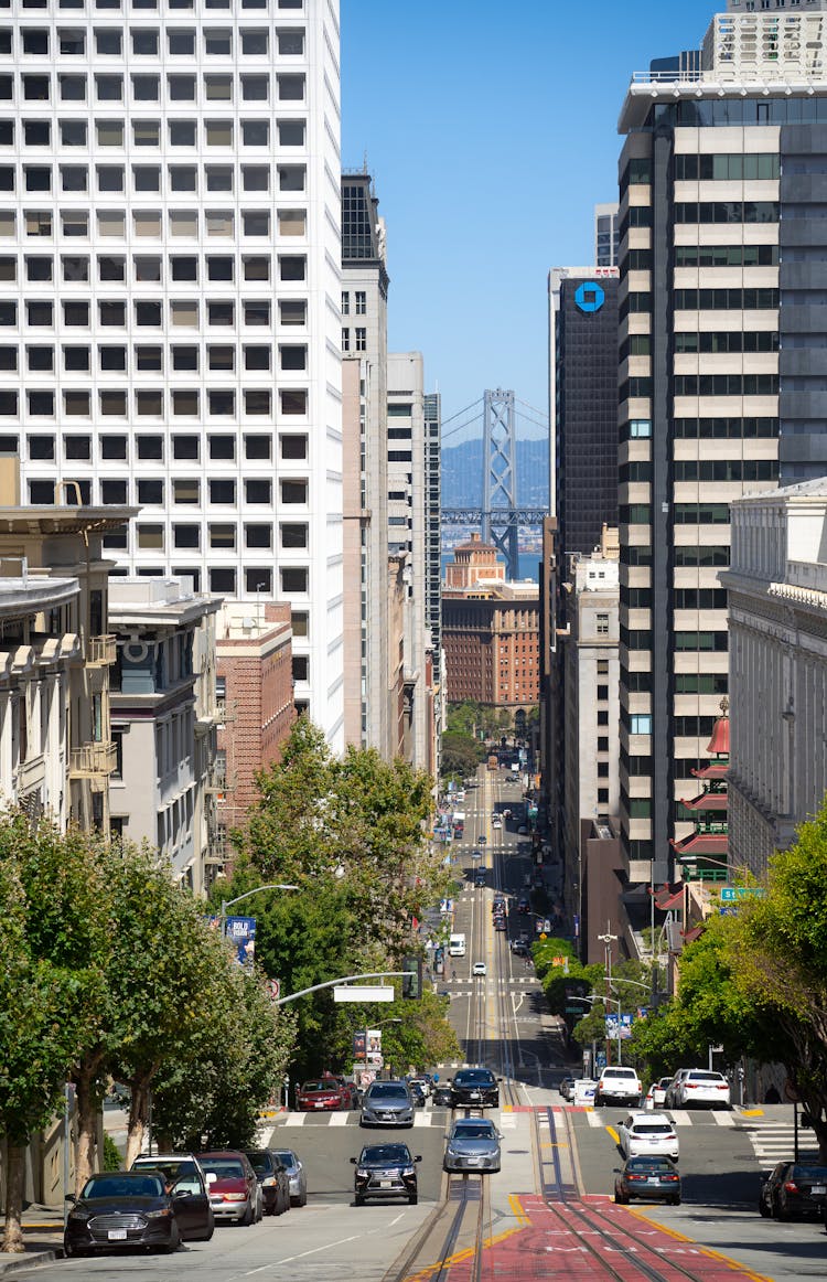 Cars On The Road In San Francisco, California