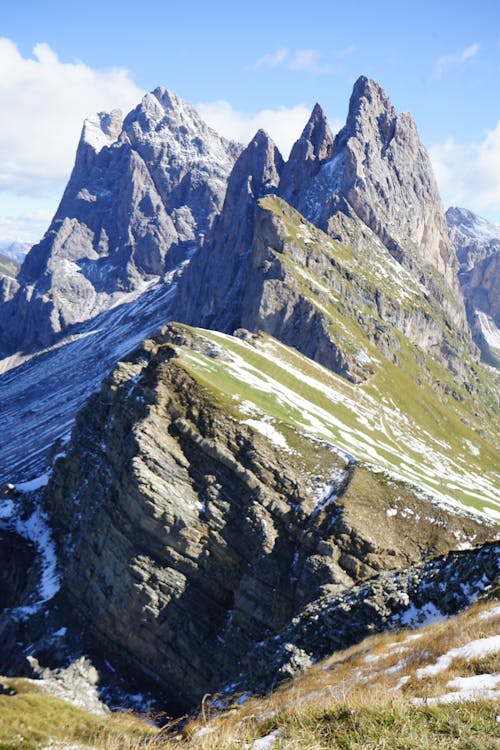 Gray Rocky Mountain Under the Blue Sky