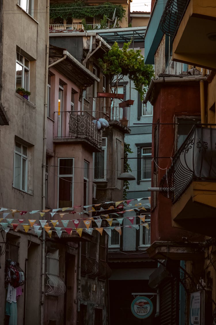 Banners Hanging On An Alley