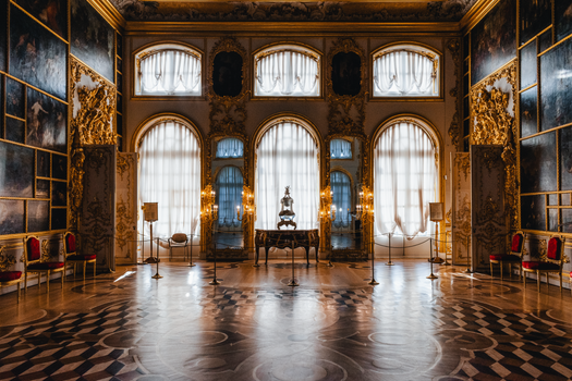 Beautiful golden gilded historical fancy interior 