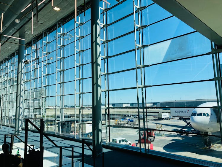 Glass Panels In The Airport Lounge