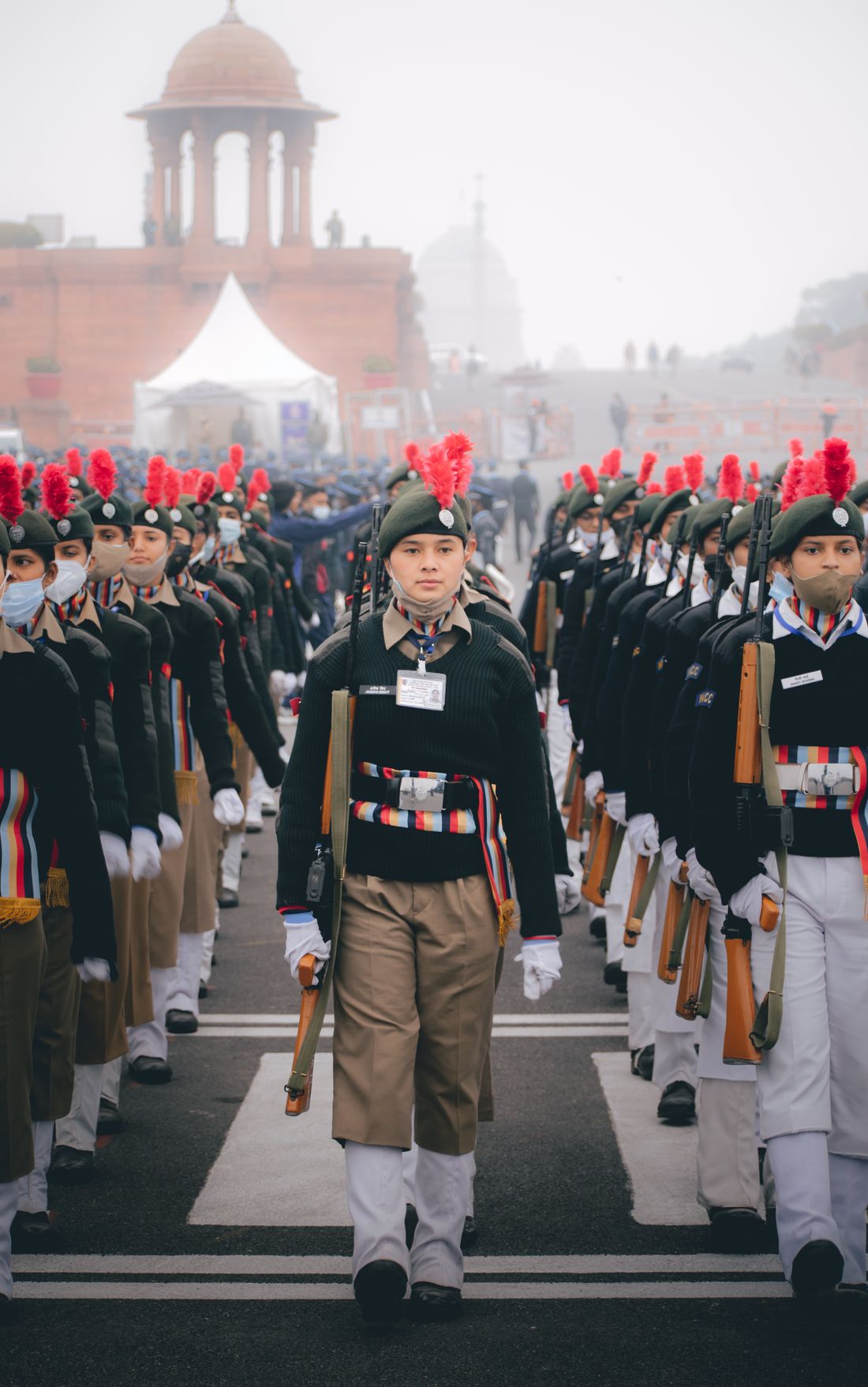 Indian cadets marching during a parade
