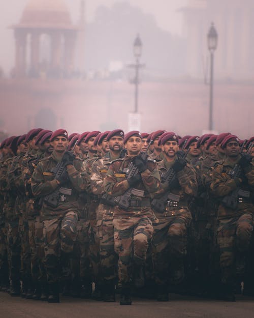 Soldiers Marching with Weapons
