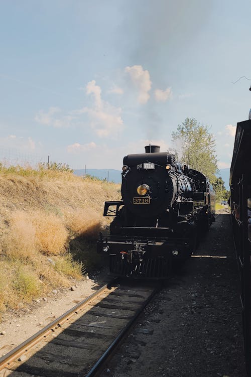 Black Steam Engine Train on Rail Road