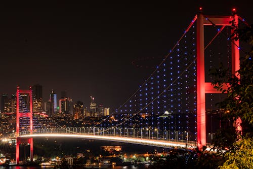 Suspension Bridge at Night Time