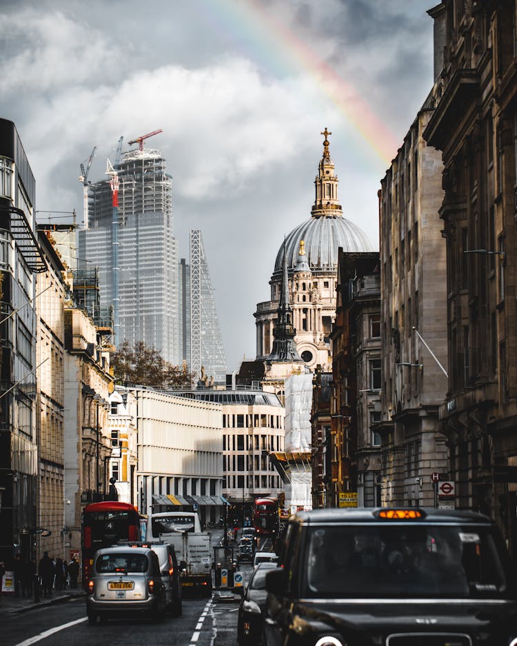 Rainbow Over Street In London