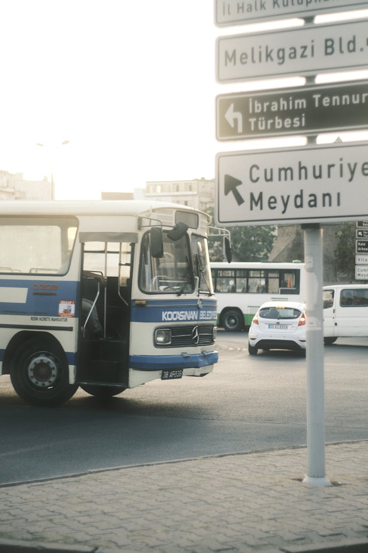 Bus Parked On Street Side