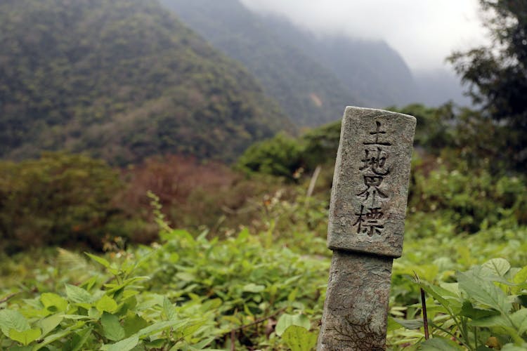 Chinese Writing On A Concrete Pillar