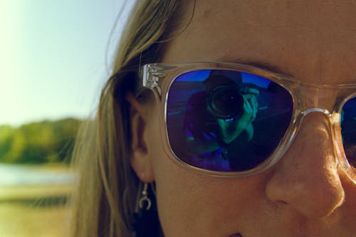 Woman Wearing Blue Sunglasses