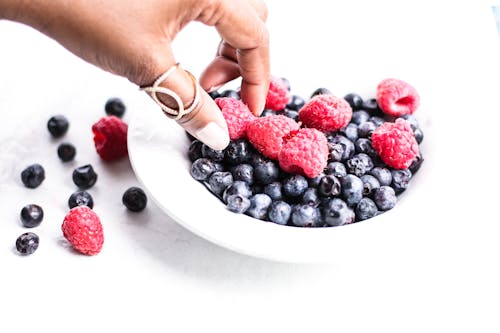 A Person's Hand Getting a Raspberry