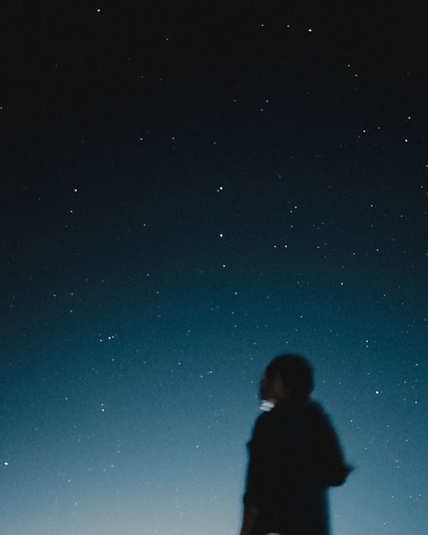 Stars on Night Sky over Woman Silhouette · Free Stock Photo