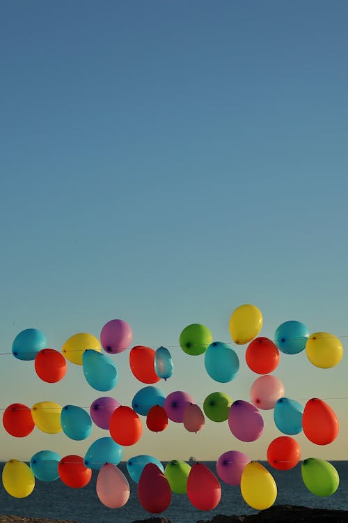 grátis Foto profissional grátis de balões, beira mar, céu limpo Foto profissional
