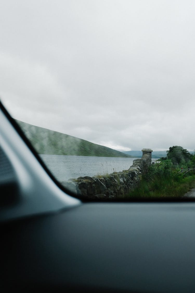 View From Car Window On River Bank