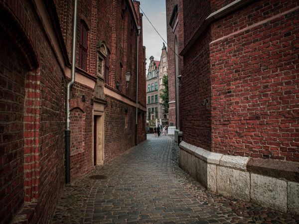 Cobblestone alleyway in a historic European town